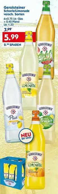 Hol'ab Getränkemarkt Gerolsteiner Schorie/Limonade versch. Sorten 6x0.75 Ltr. Glas +2.40 Pfand Ltr. 1.33 Angebot