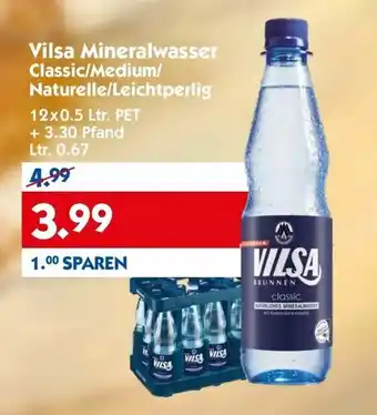 Hol'ab Getränkemarkt Vilsa Mineralwasser Classic/Medium/Naturelle/ Leichtperlig 12x0.5 Ltr Pet + 3.30 Pfand Ltr. 0.67 Angebot