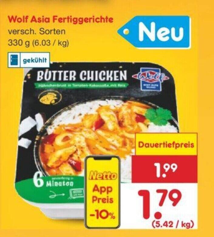 Wolf Asia Fertiggerichte versch. Sorten 330 g Angebot bei Netto Marken ...