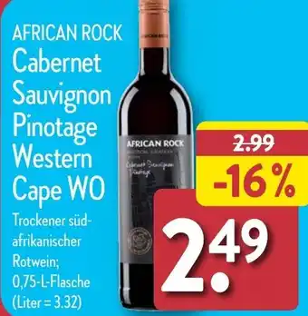 Aldi Nord AFRICAN ROCK Cabernet Sauvignon Pinotage Western Cape WO 0,75 L Flasche Angebot