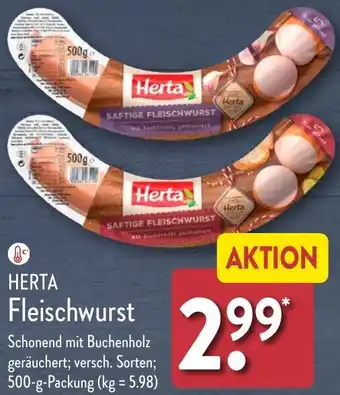 Aldi Nord HERTA Fleischwurst 500 g Packung Angebot