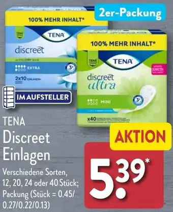 Aldi Nord TENA Discreet Einlagen Angebot
