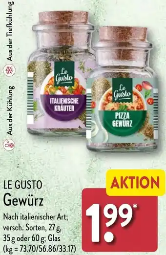 Aldi Nord LE GUSTO Gewürz 27g, 35g oder 60 g Angebot