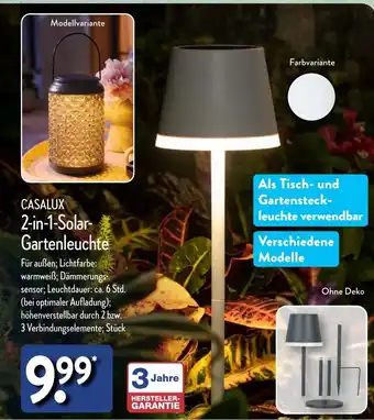 Aldi Nord CASALUX 2-in-1 Solar Gartenleuchte Angebot