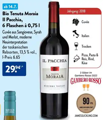 Aldi Nord Bio Tenuta Moraia Il Pacchia, 6 Flaschen à 0,75 L Angebot