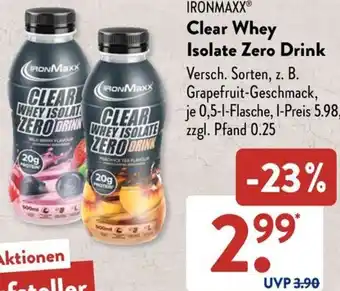Aldi Süd IRONMAXX Clear Whey Isolate Zero Drink 0,5 L Flasche Angebot