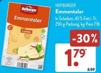Aldi Süd HOFBURGER Emmentaler 250 g Packung Angebot