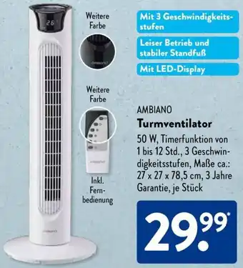 Aldi Süd AMBIANO Turmventilator Angebot