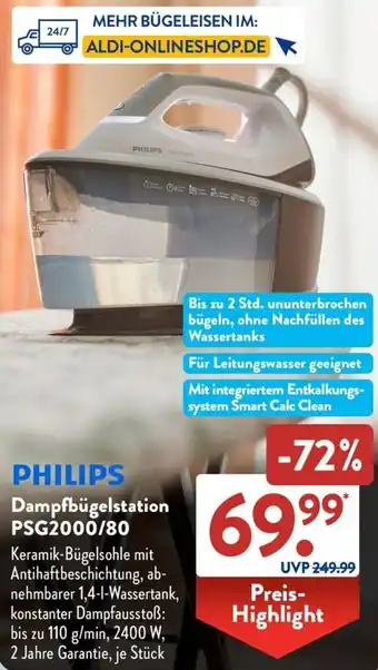 Aldi Süd PHILIPS Dampfbügelstation PSG2000/80 Angebot