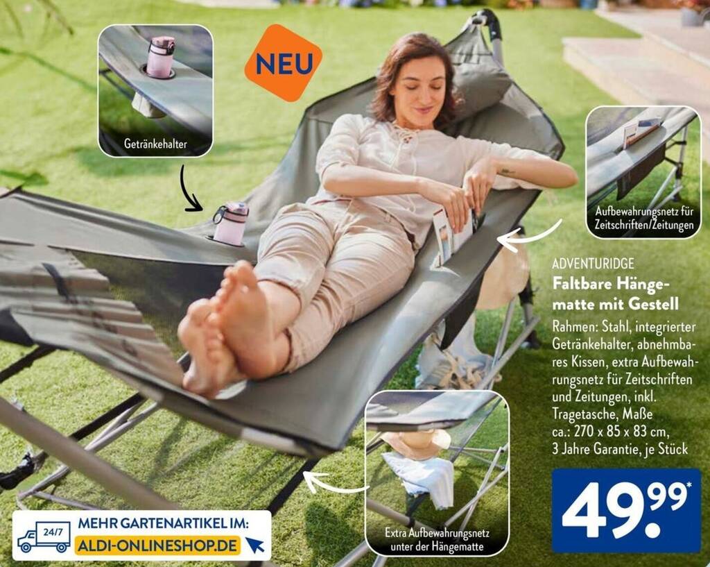 ADVENTURIDGE Faltbare Hngematte mit Gestell Angebot bei Aldi Sd