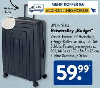 Aldi Süd LIVE IN STYLE Reisetrolley „Budget" Angebot