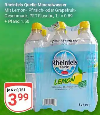 Globus Rheinfels Quelle Mineralwasser 6x0,75 L Angebot