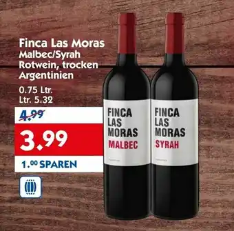 Hol'ab Getränkemarkt Finca Las Moras Malbec/Syrah Rotwein, trocken Argentinien 0.75 Ltr. Angebot