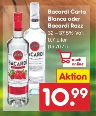 Netto Marken-Discount Bacardi Carta Blanca oder Bacardi Razz 0,7 Liter Angebot