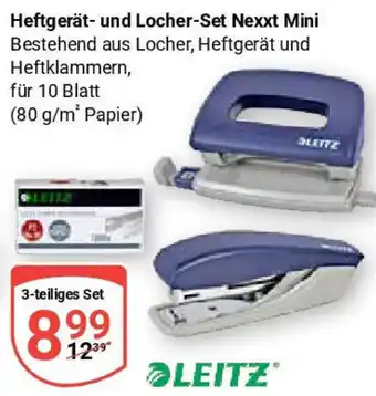Globus LEITZ Heftgerät und Locher-Set Nexxt Mini Angebot