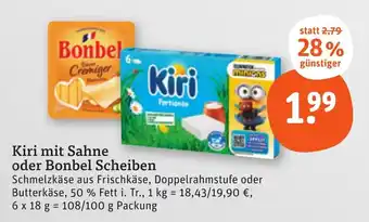 tegut Kiri mit Sahne oder Bonbel Scheiben Angebot