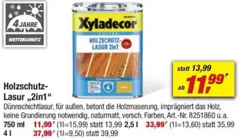 toom Baumarkt Xyladecor Holzschutz Lasur ,,2in1" Angebot