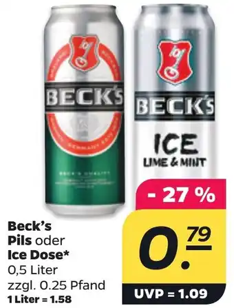 NETTO Beck's Pils oder Ice Dose 0,5 Liter Angebot