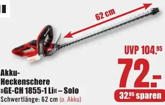 B1 Discount Baumarkt Einhell Akku Heckenschere GE-CH 1855-1 Li - Solo Angebot