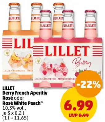 PENNY LILLET Berry French Aperitiv Rosé oder Rosé White Peach 3x0,2 L Angebot