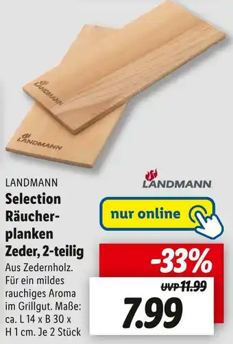 Lidl Landmann selection räucherplanken zeder, 2-teilig Angebot