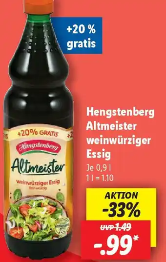 Lidl Hengstenberg Altmeister weinwürziger Essig Angebot
