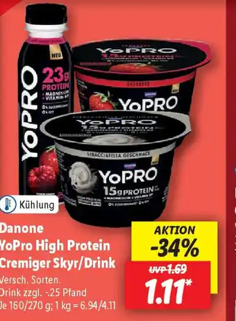 Lidl Danone YoPro High Protein Cremiger Skyr/Drink Angebot