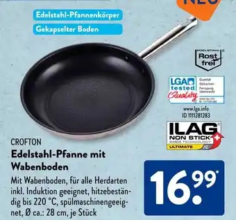Aldi Süd CROFTON Edelstahl-Pfanne mit Wabenboden Angebot