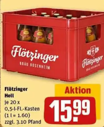 REWE Flötzinger Hell 20 x 0,5-I-FL.-Kasten Angebot