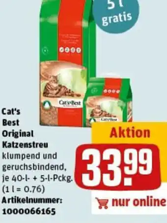 REWE Cat's Best Original Katzenstreu 40 l + 50 l Pckg. Angebot