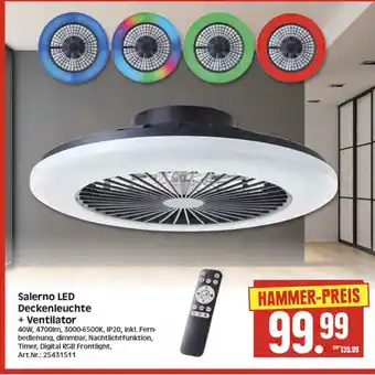 Herkules Baumarkt Salerno LED Deckenleuchte + Ventilator Angebot
