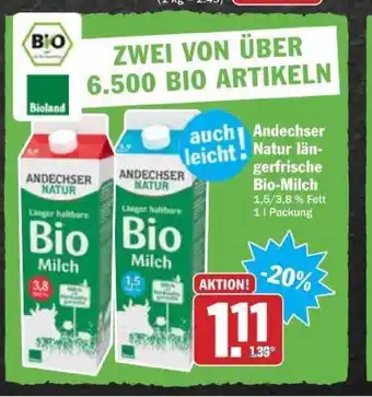 dodenhof Andechser Natur Längerfrische Bio-Milch 1L Angebot