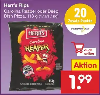 Netto Marken-Discount Herr's Flips Carolina Reaper oder Deep Dish Pizza, 113 g Angebot