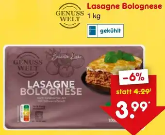 Netto Marken-Discount GENUSS WELT Lasagne Bolognese 1 kg Angebot