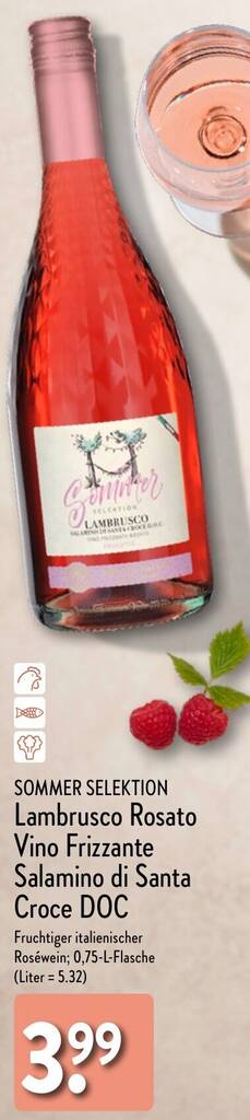 SOMMER SELEKTION Lambrusco Rosato Vino Frizzante Salamino di Santa ...