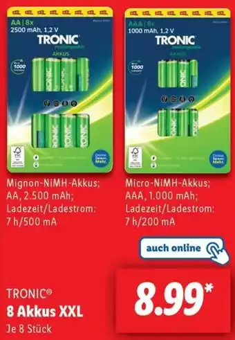 Lidl TRONIC 8 Akkus XXL Angebot