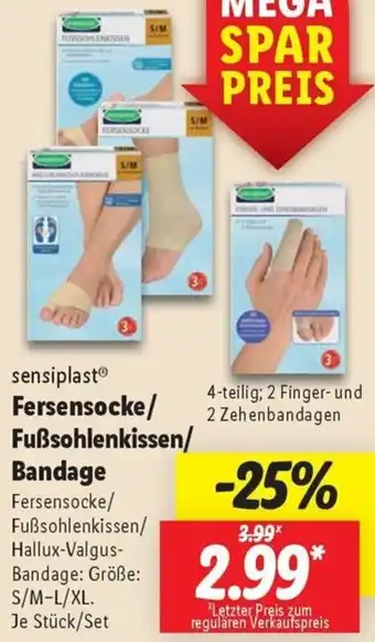 Lidl sensiplast Fersensocke/ Fußsohlenkissen/ Bandage Angebot