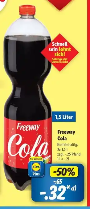 Lidl Freeway Cola 1,5 l Angebot