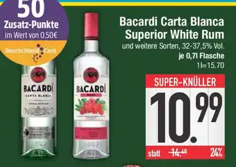 E-Center Bacardi Carta Blanca Superior White Rum 0,7 l Flasche Angebot