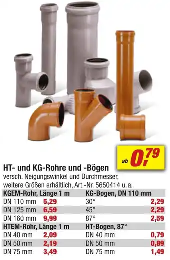 toom Baumarkt HT und KG-Rohre und Bögen Angebot