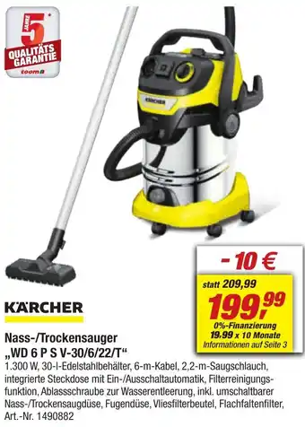 toom Baumarkt KÄRCHER Nass-/Trockensauger ,,WD 6 P S V-30/6/22/T" Angebot