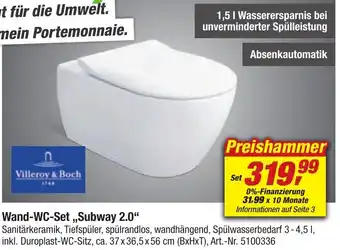 toom Baumarkt Villeroy & Boch Wand-WC-Set ,,Subway 2.0" Angebot