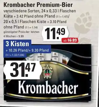 Meyer's Frischemarkt Krombacher Premium-Bier verschiedene Sorten, 24 x 0,33 | Flaschen Angebot