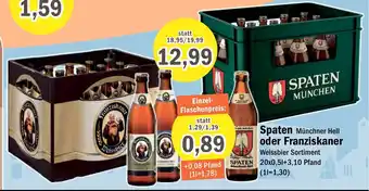 Aktiv Irma Spaten Münchner Hell oder Franziskaner Weissbier Sortiment 20x0,51+3,10 Pfand Angebot