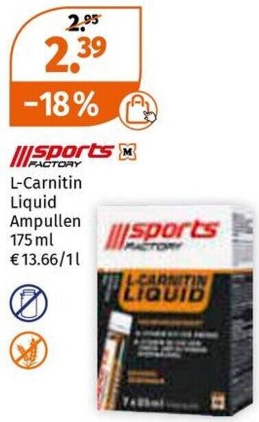 l carnitin müller Sports Factory L-Carnitin Liquid Ampullen 175 ml Angebot bei Müller