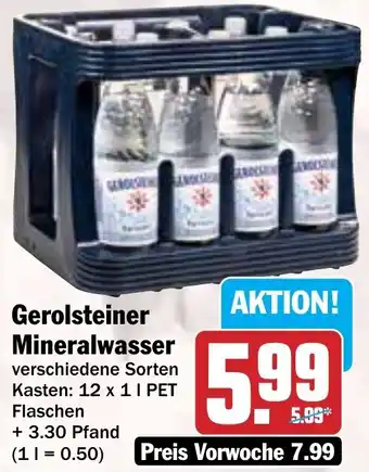 Hit Gerolsteiner Mineralwasser 12x1 L Angebot