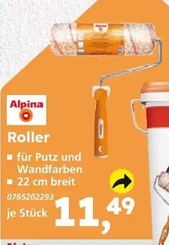 Globus Baumarkt Alpina Roller für Putz und Wandfarben Angebot