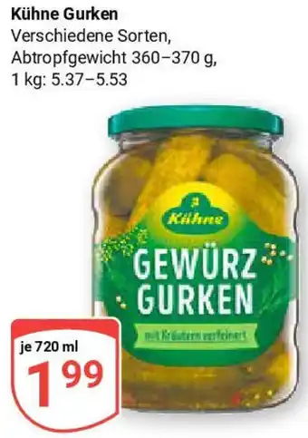 Globus Kühne Gurken 720 ml Angebot