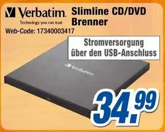 Expert Klein Verbatim Slimline CD/DVD Brenner Angebot