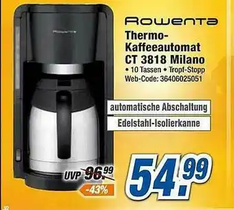 Expert Rowenta Thermo-kaffeeautomat Ct3818 Milano Angebot